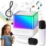 Беспроводная Bluetooth колонка с RGB подсветкой и 2 караоке микрофонами Music Hi