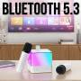 Беспроводная Bluetooth колонка с RGB подсветкой и 2 караоке микрофонами Music Hi