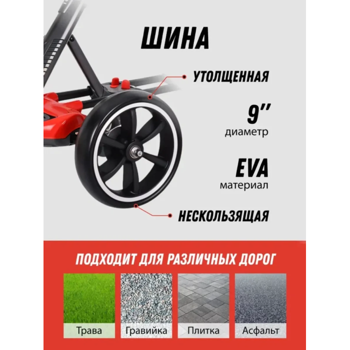 Електромобіль складаний з акумулятором 6V 4.5Ah та швидкістю до 6 км/год HL-B6 Червоний