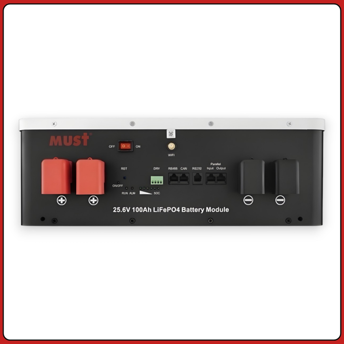 Настінна акумуляторна батарея з BMS MUST LP16-24100 | 25.6V | 2.5KW​ | LiFePO4