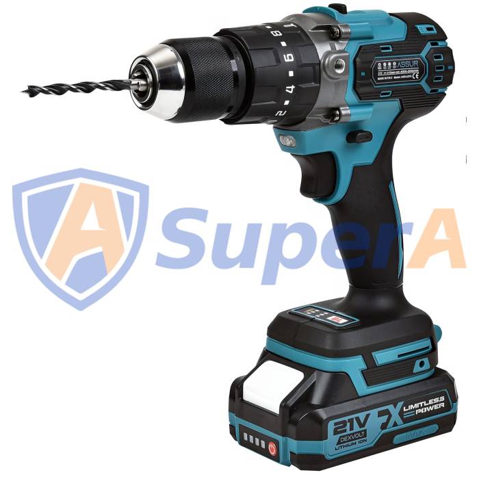 Аккумуляторный ударный шуруповерт ASSUR ASR136 21V в кейсе с насадками