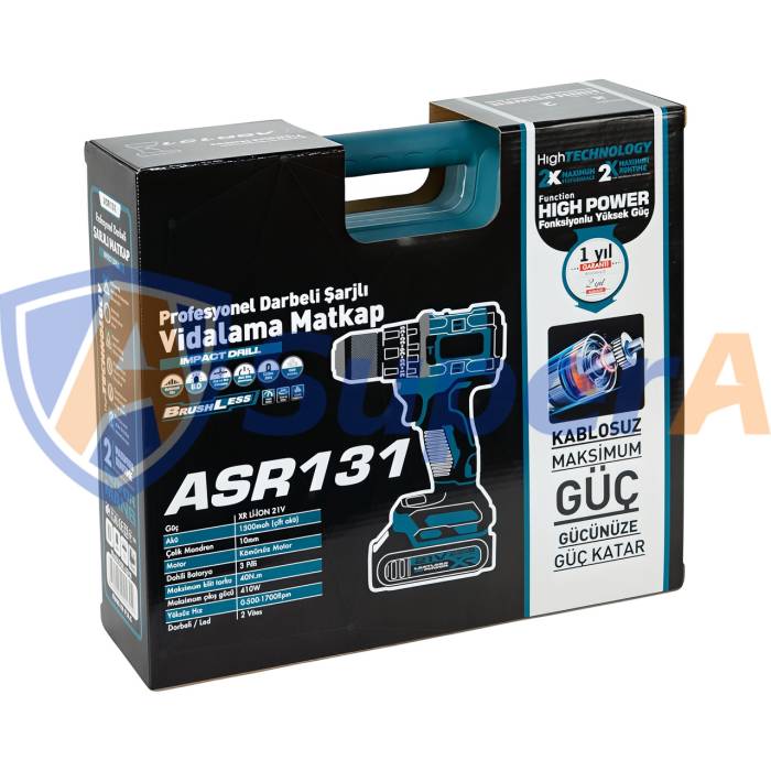 Аккумуляторный ударный шуруповерт ASSUR ASR131 21V в кейсе 84 предмета