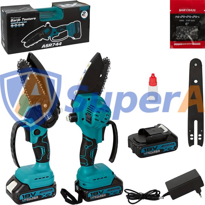 Аккумуляторная пила с 2 шинами 4 и 6 дюймов ASSUR ASR744 18V в кейсе