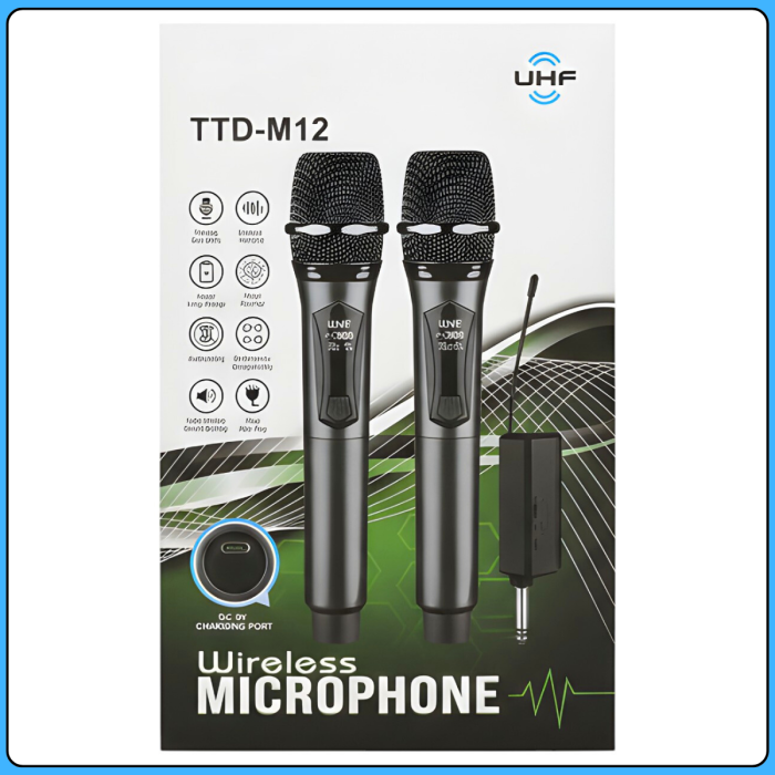 Два беспроводных микрофона с шумоподавлением и аккумуляторами TTD-M12