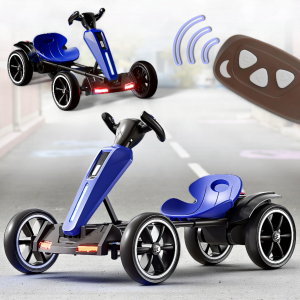Складной детский электромобиль с пультом управления, музыкой и подсветкой Go-Kart 85х60х50см Синий