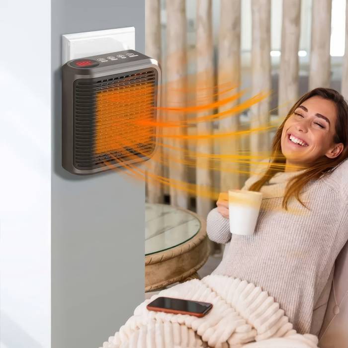 Керамічний обігрівач на 800Вт з поворотною вилкою та дисплеєм Warm air blower 032 Чорний