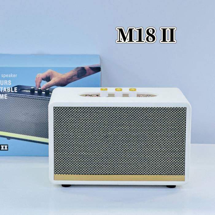 Музыкальная беспроводная колонка в стиле Ретро с Bluetooth 5.3 M18II 20Вт Белая
