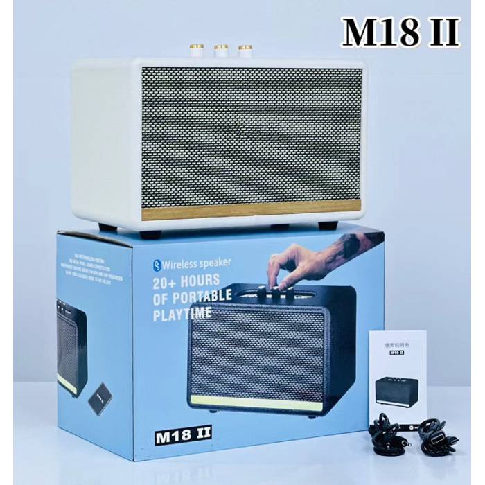 Музыкальная беспроводная колонка в стиле Ретро с Bluetooth 5.3 M18II 20Вт Белая