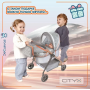 Детская игрушечная коляска 56 см для кукол с сумочкой корзиной для игрушек и капюшоном DeCuevas 86077 Серая
