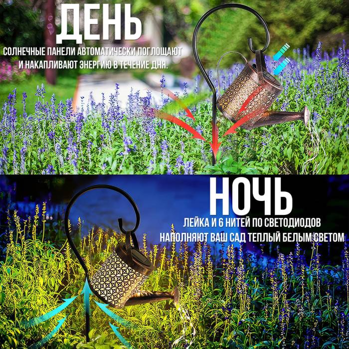 Садовий світильник 80 см Лійка на сонячній батареї з теплим білим свіченням 1 шт.