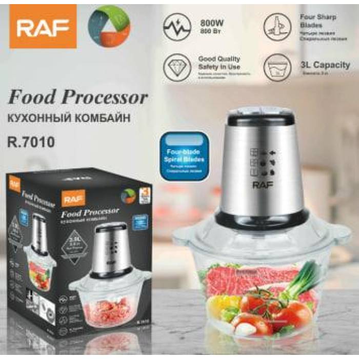 Кухонный мини-комбайн для измельчения продуктов RAF R.7010А 800 Вт 3 л мясорубка комбайн чоппер