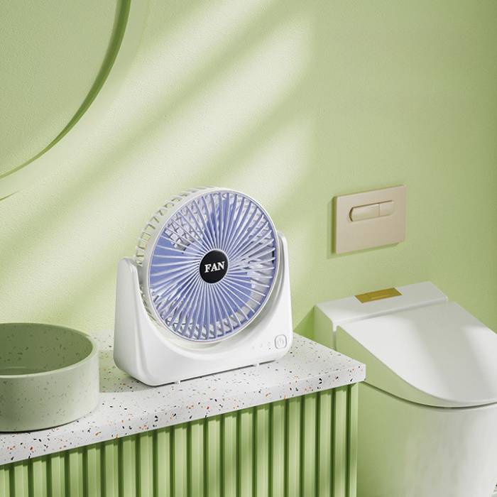 Настольный мини-вентилятор с питанием от аккумулятора на 3 скорости Fan Portable Бело-Голубой