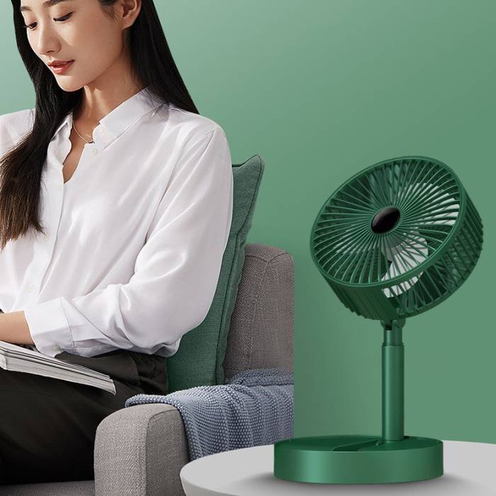 Вентилятор настольный с телескопической ножкой и питанием от USB Folding Storage Fan Зеленый