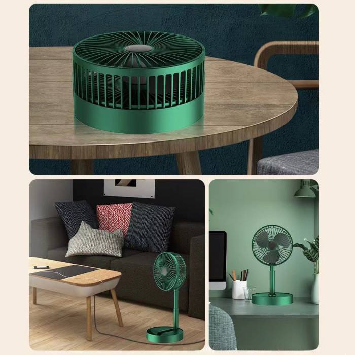 Вентилятор настольный с телескопической ножкой и питанием от USB Folding Storage Fan Зеленый