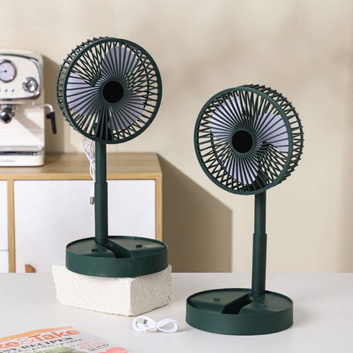 Вентилятор настольный с телескопической ножкой и питанием от USB Folding Storage Fan Зеленый