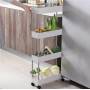 Пересувна полиця підлога 40х14.5х90 см на коліщатках Bathroom Rack Біла 4 яруси