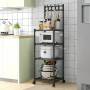 Підлогова 4-ярусна полиця-етажерка на колесах з гачками SKLM-21 130x42x34 см