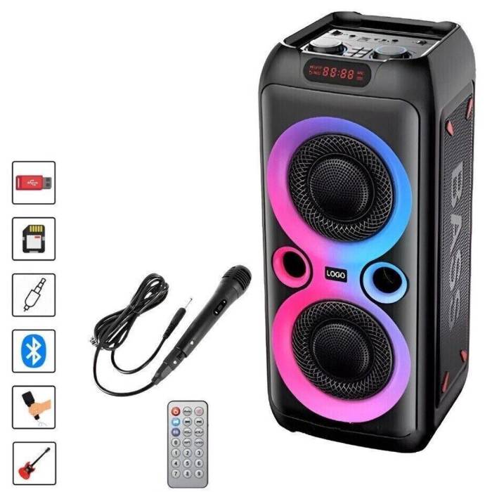 Колонка Bluetooth TTD-2809 20Вт с караоке микрофоном и пультом управления и подсветкой
