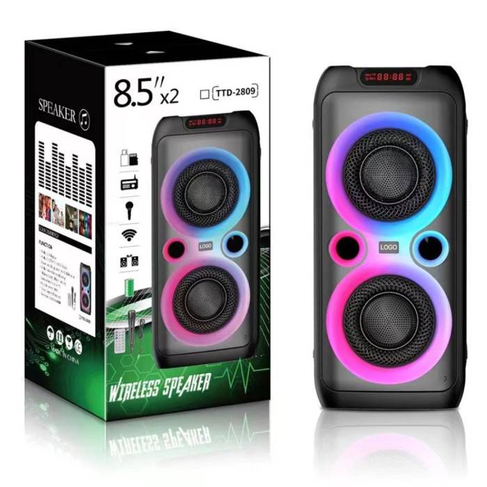 Колонка Bluetooth 20Вт с караоке микрофоном и пультом управления и подсветкой TTD-2809