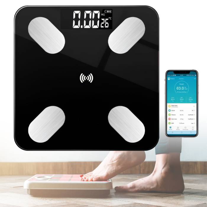 Фитнес весы напольные с мобильным приложением и Bluetooth EL-2353 Черные До 180 кг