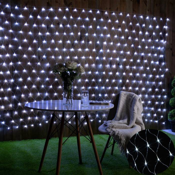 Гірлянда-сітка 100 LED прозорий провід 1.5х1.5м 220V Біле світло