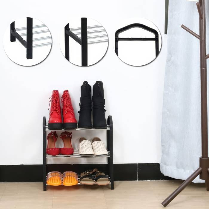 Підлогова пряма полиця-стелаж 3-рівнева для взуття Shoe Rack 45х19х42 см