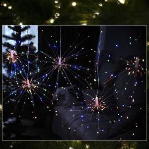 Гірлянда-штора на мідному дроті 3 х 3 м та 5 феєрверків 500LED колір свічення Мікс