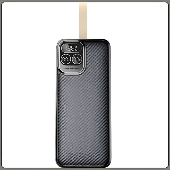 Повербанк 30000mAh с дисплеем и встроенными кабелями KP KPG-301 22.5W