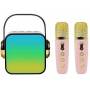 Портативная Bluetooth колонка с 2 караоке микрофонами Music With Karaoke Розовая Колонка RGB с подсветкой
