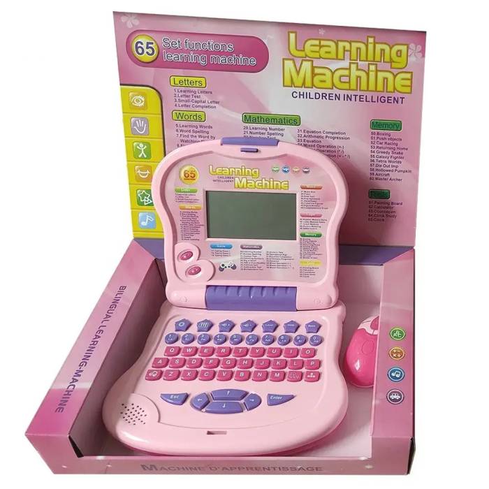 Дитяча розвиваюча іграшка Ноутбук з мишкою Learning Machine Дитячий ноутбук з іграми Рожевий