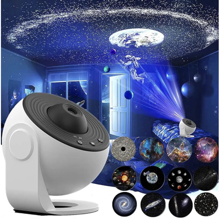Проектор-нічник зіркового неба Galaxy Projector 360 ° з 13 космічними слайдами та таймером сну