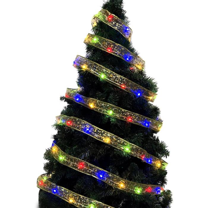 Гірлянда на ялинку у вигляді стрічки 50 Led на 5 метрів Christmas Decoration Мультиколор Гірлянда на батарейках
