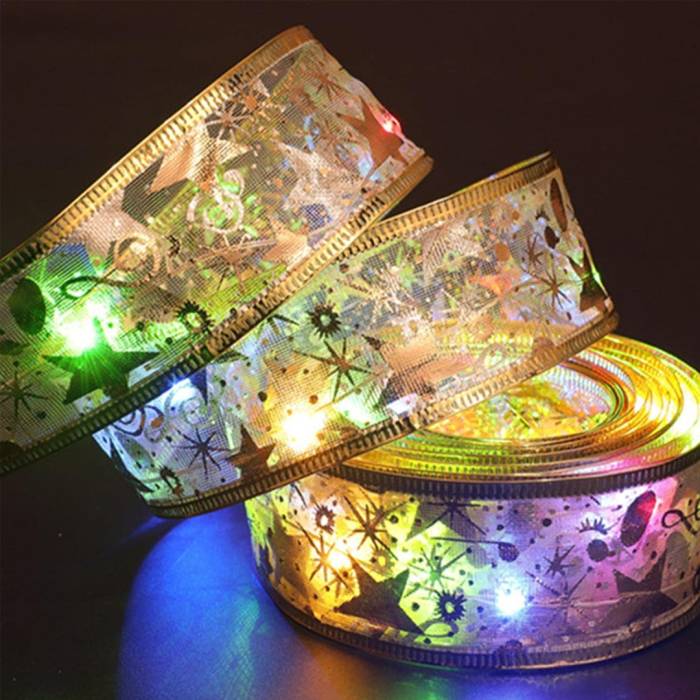 Гірлянда на ялинку у вигляді стрічки 50 Led на 5 метрів Christmas Decoration Мультиколор Гірлянда на батарейках