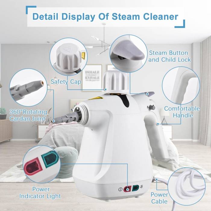 Многофункціональний пароочисник з різними насадками Steam Cleaner 1000Вт Електричний пароочисник
