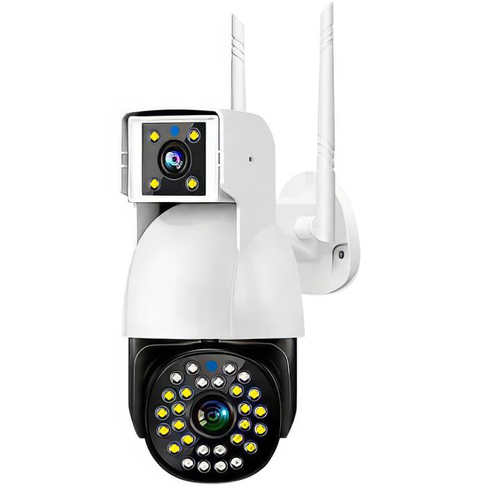 Вулична WiFi камера з двома об'єктивами та датчиком руху Smart Net Camera Портативна IP камера 3Мп
