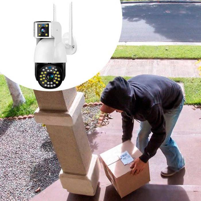 Вулична WiFi камера з двома об'єктивами та датчиком руху Smart Net Camera Портативна IP камера 3Мп