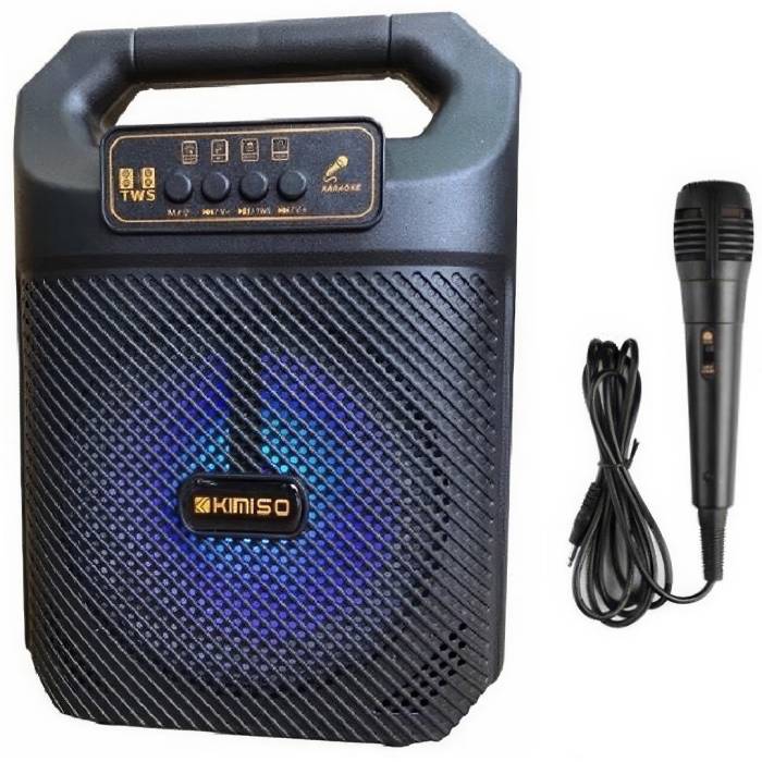 Портативная Bluetooth колонка с проводным микрофоном и светомузыкой Kimiso QS-3607 Активная напольная колонка