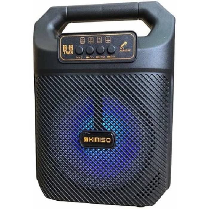 Портативная Bluetooth колонка с проводным микрофоном и светомузыкой Kimiso QS-3607 Активная напольная колонка
