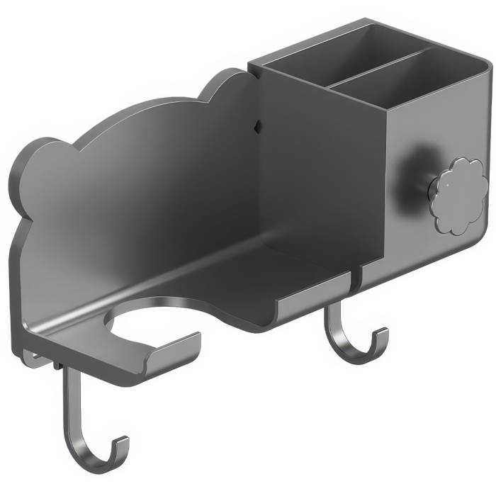Настінний тримач для фена та аксесуарів Storage Shelf AND-74-20 Сірий Підставка для фена з органайзером
