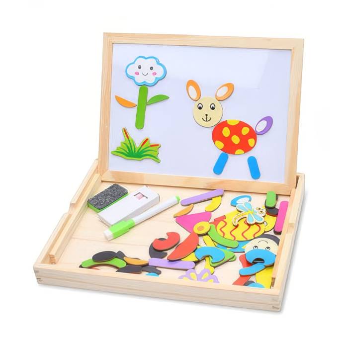 Дитячий центр-іграшка для розвитку Tree Toys MD-0815  Дерев'яна магнітна дошка з пазлами і для малювання