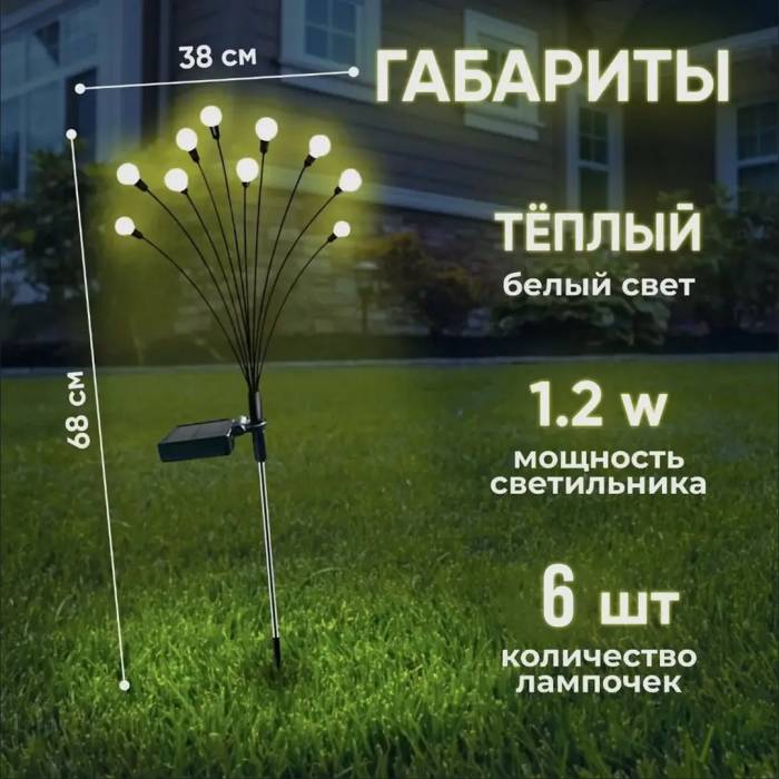 Садовий ліхтар в упаковці 2 шт. на сонячній батареї "Світлячки" 70 см Вуличний ліхтарик