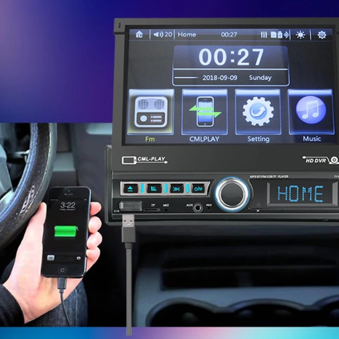 Автомагнітола з висувним дисплеєм 7" на Android 7110A Магнітола для авто з дисплеєм