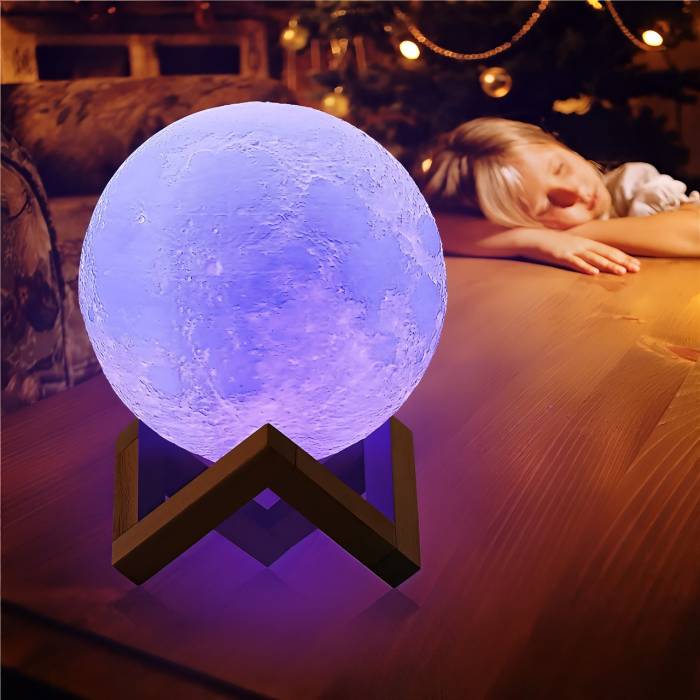 3D Світильник-нічник з RGB-підсвіткою і пультом Magic Moon Білий