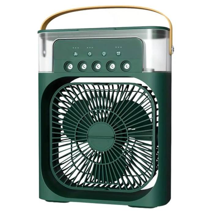 Портативный мини-кондиционер с подсветкой Mini Air Conditioner Вентилятор с увлажнителем воздуха Зеленый