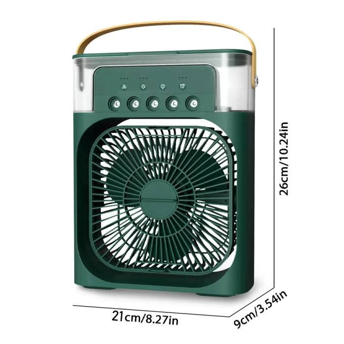 Портативный мини-кондиционер с подсветкой Mini Air Conditioner Вентилятор с увлажнителем воздуха Зеленый