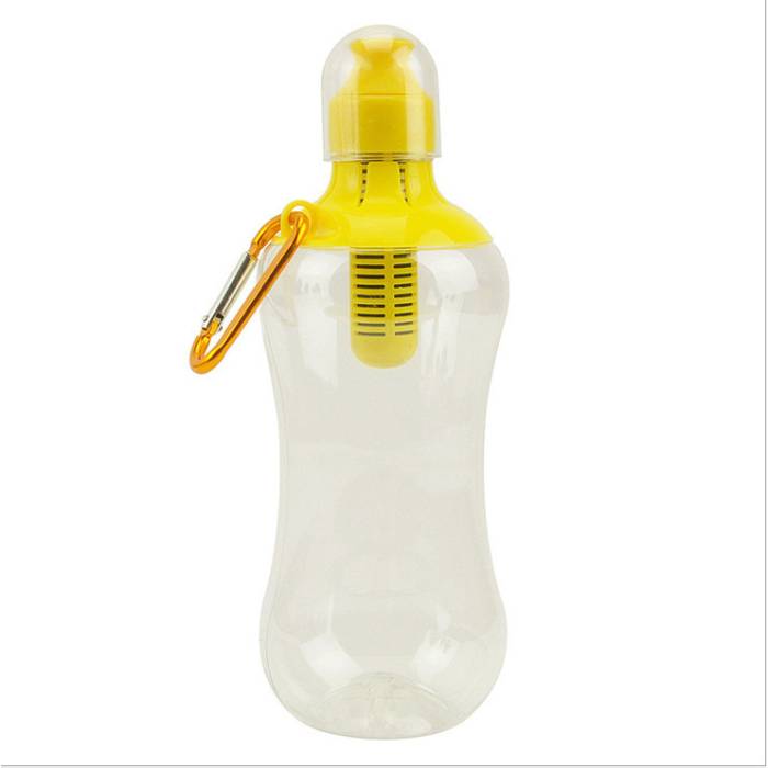 Пластиковая бутылка для воды с фильтром и карабином 550 мл Bottle Спортивная бутылка для воды Желтый