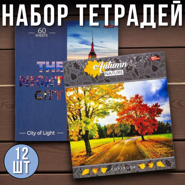 Зошит на 60 аркушів з кольоровою обкладинкою в клітинку "Мрії" "mix" Упаковка 12 шт.