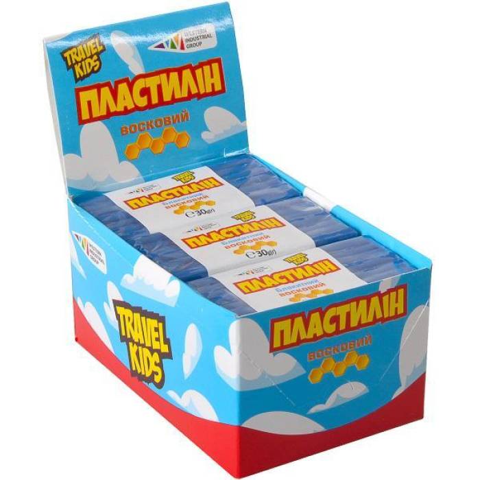 Восковый пластилин "Travel Kids" 12 шт в упаковке 30г Голубой