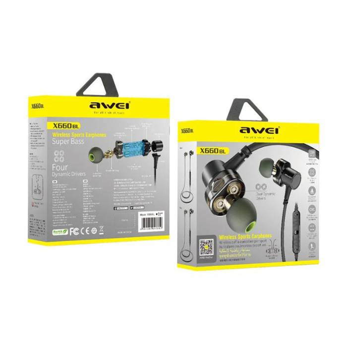 Бездротові вакуумні навушники з мікрофоном AWEI A960BL Bluetooth Чорні