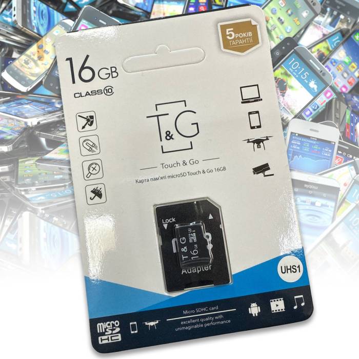 Карта памяти MicroSDHC 16GB Class 10 T&G (с адаптером)